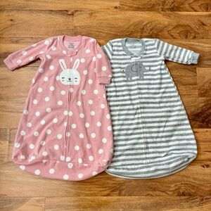 Lot of 2 Carter's Fleece Long Sleeve Sleep Sacks Size 3-6 Months
